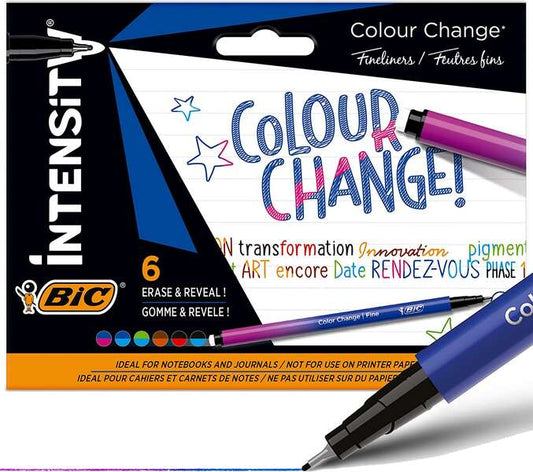 Bic Intensity Colour Change Pack de 6 Rotuladores - TecnologIa de Cambio de Color - Punta Fina de 0.