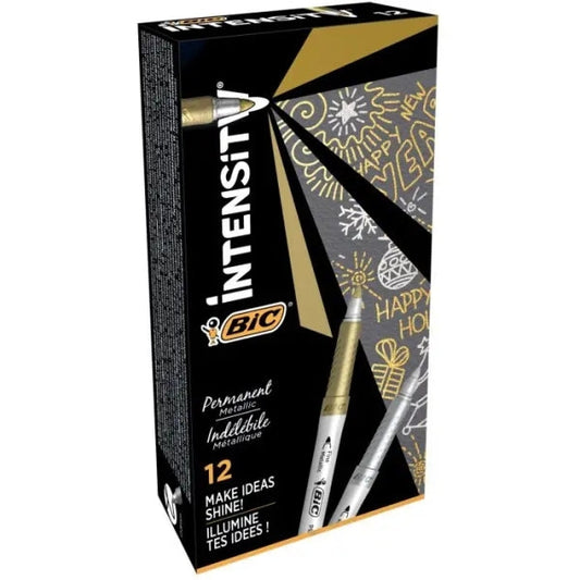 Bic Intensity Metallic Rotulador Permanente - Punta Media 1.8mm - Trazo 0.8mm - Grip Texturizado - C