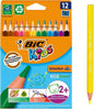 Bic Kids Evolution Triangle Pack de 12 Lapices de Colores Triangulares - Punta Ultraresistente - Sin Madera