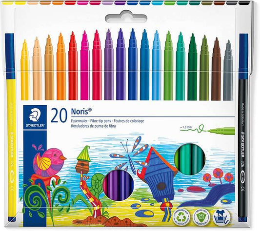 Staedtler 326 Pack de 20 Rotuladores Punta de Fibra - Trazo 1.0mm Aprox - Resistente a la Presion -