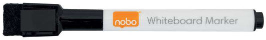 Nobo Pack de 6 Mini Rotuladores para Pizarra Blanca con Borrador Incorporado - Punta Fina de 2mm - T