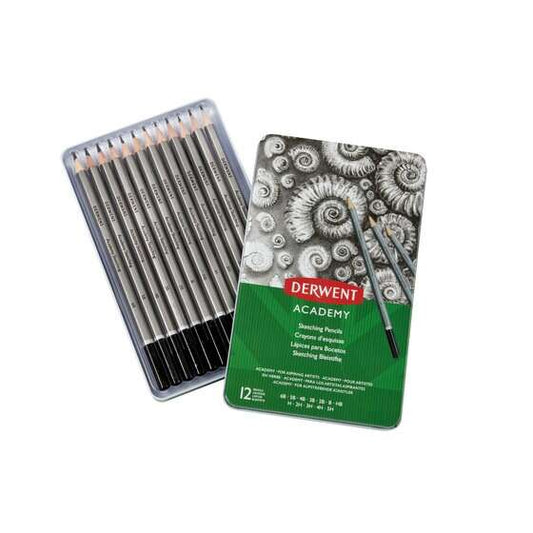 Derwent Academy Sketching Pack de 12 Lapices de Grafito Hexagonales de Durezas Surtidas - Especial p