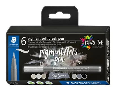 Staedtler 372 Pack de 6 Rotuladores Punta de Pincel Suave - Colores Vivos y Brillantes - No Amarille