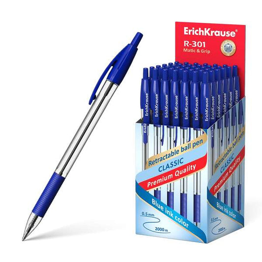 Erichkrause R-301 Classic Matic&Grip Boligrafo Retractil Punta de 1.0mm - Trazo 0.5mm - Grip de Agar