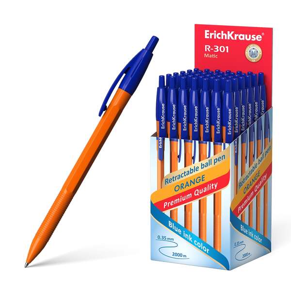 Erichkrause R-301 Naranja Matic Boligrafo Retractil Punta 0.7mm - Cuerpo Hexagonal Opaco - Tinta de