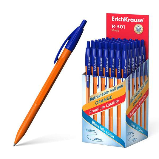 Erichkrause R-301 Naranja Matic Boligrafo Retractil Punta 0.7mm - Cuerpo Hexagonal Opaco - Tinta de