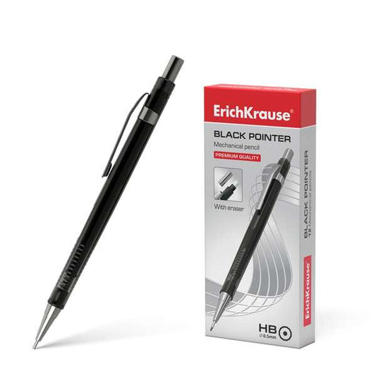 Erichkrause Portaminas Black Pointer 05 mm - Estilo Clasico con Detalles de Metal - Boquilla Retract