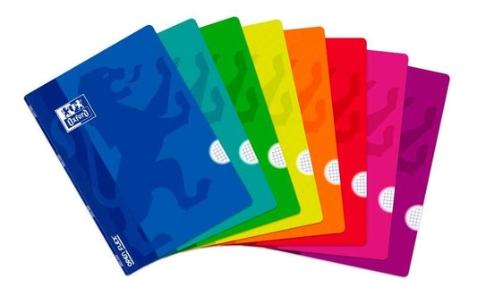Oxford Openflex Libreta Grapada Formato A4 Cuadriculado 4x4mm - 48 Hojas con Margen - Tapa de Plastico - Colores Surtidos - Cantidad: 10