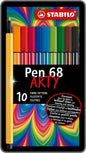 Stabilo Pen 68 Arty Caja Metalica de 10 Rotuladores - Punta de Fibra - Trazo de 1mm aprox. - Tinta a
