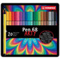 Stabilo Pen 68 Arty Caja Metalica de 20 Rotuladores - Punta de Fibra - Trazo de 1mm aprox. - Tinta a