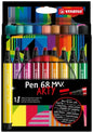 Stabilo Pen 68 MAX Arty Pack de 18 Rotuladores - Punta de Fibra Biselada - Trazo entre 1-5mm aprox.