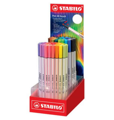 Stabilo Pen 68 Brush Arty Expositor de 80 Rotuladores - Punta de Pincel - Tinta a Base de Agua - Col