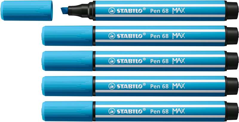 Stabilo Pen 68 MAX Rotulador - Punta de Fibra Biselada - Trazo entre 1-5mm aprox. - Tinta a Base de
