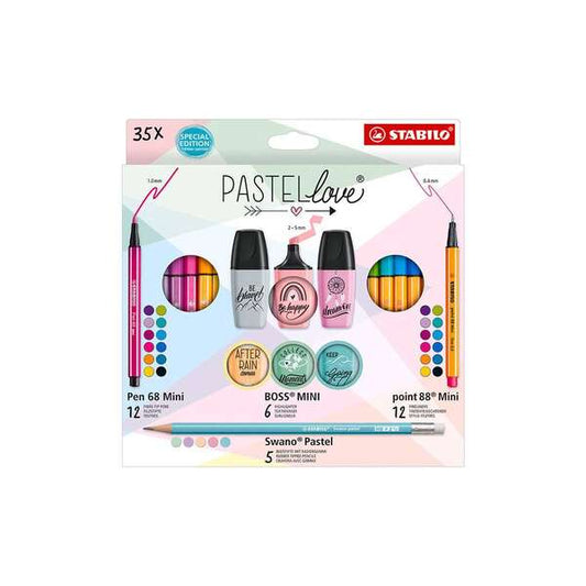 Stabilo Pastellove Pack de 35 Marcadores y Rotuladores - 12 Rotuladores Premium Pen 68 Mini, 12 Rotu