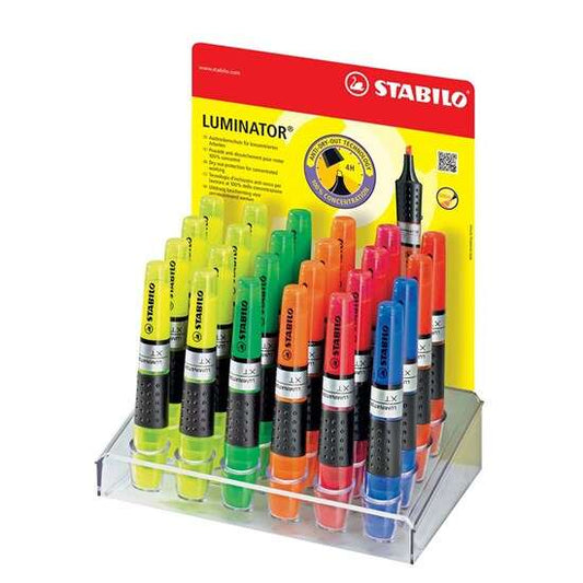 Stabilo Iluminator Expositor de 24 Marcadores Fluorescentes - Mayor Suministro de Tinta - Zona de Ag