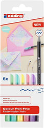 Edding 1200 Pastel Pack de 6 Rotuladores - Punta Redonda - Trazo 1mm - Tinta con Base de Agua - Colo