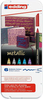 Edding 1200 Metallic Pack de 6 Rotuladores - Punta Redonda - Trazo 1mm - Tinta con Base de Agua - Co