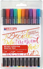 Edding 1340 Brush Pack de 10 Rotuladores - Punta Pincel Flexible - Trazo 1-3mm - Tinta con Base de A