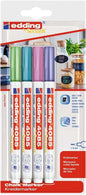 Edding 4085 Metalicos Pack de 4 Rotuladores de Tiza Liquida - Punta Redonda - Trazo 1-3mm - Olor Neu