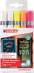 Edding 4095 Pack de 5 Rotuladores de Tiza Liquida - Punta Redonda - Trazo 2-3mm - Olor Neutro - Colo