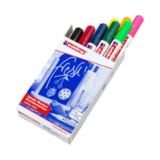 Edding 4095 Pack de 10 Rotuladores de Tiza Liquida - Punta Redonda - Trazo 2-3mm - Olor Neutro - Col