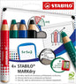 Stabilo MARKdry Pack de 4 Marcadores para Pizarra + Sacapuntas + Paño de Limpieza - Mina XXL de 10mm