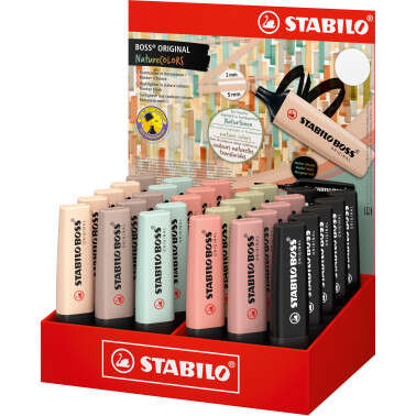 Stabilo Boss Naturecolors Expositor de 30 Marcadores - Trazo entre 2 y 5mm - Tinta con Base de Agua