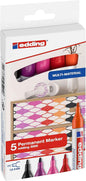 Edding 3000 Pack de 5 Rotuladores Permanentes Colores Calidos - Punta Redonda de 1.5mm - Trazo entre