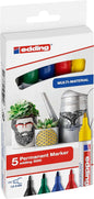 Edding 3000 Pack de 5 Rotuladores Permanentes - Punta Redonda de 1.5mm - Trazo entre 1.5 y 3mm - Rec