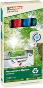 Edding 22 EcoLine Pack de 4 Rotuladores Permanentes - Punta Biselada - Trazo entre 1 y 5mm - 90% de