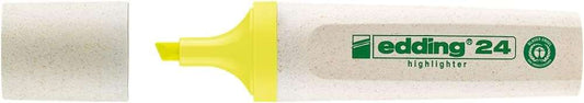 Edding 24 EcoLine Marcador Fluorescente - Punta Biselada - Trazo entre 2-5mm - 90% de Plastico Reciclado - Etiqueta Ecologica Blue Angel - Color Amarillo - Cantidad: 10
