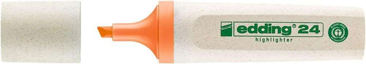 Edding 24 EcoLine Marcador Fluorescente - Punta Biselada - Trazo entre 2-5mm - 90% de Plastico Reciclado - Etiqueta Ecologica Blue Angel - Color Naranja - Cantidad: 10