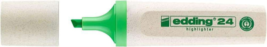 Edding 24 EcoLine Marcador Fluorescente - Punta Biselada - Trazo entre 2-5mm - 90% de Plastico Reciclado - Etiqueta Ecologica Blue Angel - Color Verde Claro - Cantidad: 10