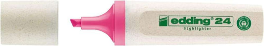 Edding 24 EcoLine Marcador Fluorescente - Punta Biselada - Trazo entre 2-5mm - 90% de Plastico Reciclado - Etiqueta Ecologica Blue Angel - Color Rosa - Cantidad: 10