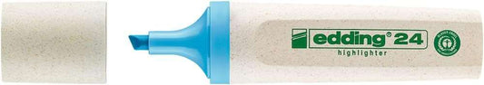 Edding 24 EcoLine Marcador Fluorescente - Punta Biselada - Trazo entre 2-5mm - 90% de Plastico Reciclado - Etiqueta Ecologica Blue Angel - Color Azul Claro - Cantidad: 10