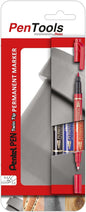 Pentel PenTools Pack de 3 Rotuladores Permanentes Industriales Pentel Pen Twin Tip - Doble Punta - E