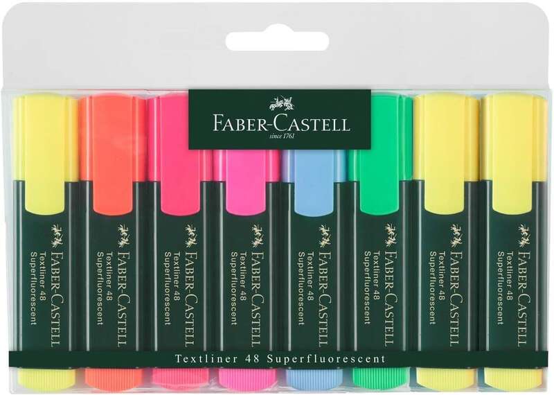 Faber-Castell Textliner 48 Pack de 8 Marcadores Fluorescentes - Punta Biselada - Trazo entre 1.2mm y