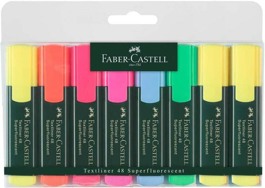 Faber-Castell Textliner 48 Pack de 8 Marcadores Fluorescentes - Punta Biselada - Trazo entre 1.2mm y