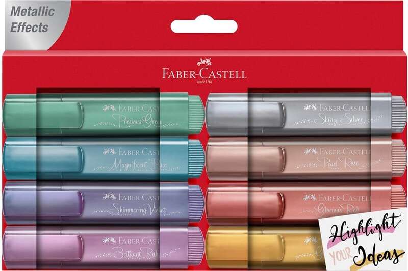 Faber-Castell Textliner 46 Metallic Pack de 8 Marcadores Fluorescentes - Punta Biselada - Trazo entr