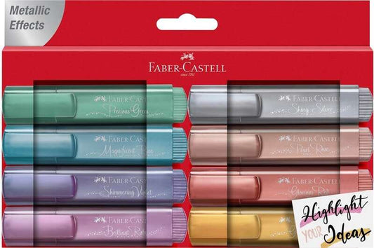 Faber-Castell Textliner 46 Metallic Pack de 8 Marcadores Fluorescentes - Punta Biselada - Trazo entr