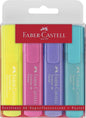 Faber-Castell Textliner 46 Pastel Pack de 4 Marcadores Fluorescentes - Punta Biselada - Trazo entre