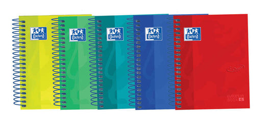 Oxford Touch Europeanbook 4 8º - Cuaderno Espiral Microperforado - Tapa Extradura - 120 Hojas - 5x5 - Colores Surtidos - Cantidad: 5