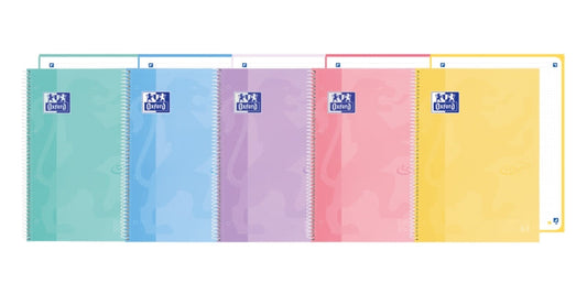 Oxford School Touch Europeanbook 1 Cuaderno A4+ 80 Hojas icroperforadas Rayado Dots - Tapa Extradura - Colores Pastel Surtidos - Cantidad: 5