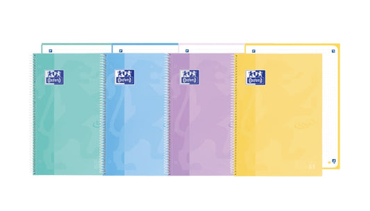 Oxford School Touch Europeanbook 1 Cuaderno A5+ 80 Hojas Microperforadas Rayado Dots - Tapa Extradura - Colores Pastel Surtidos - Cantidad: 5