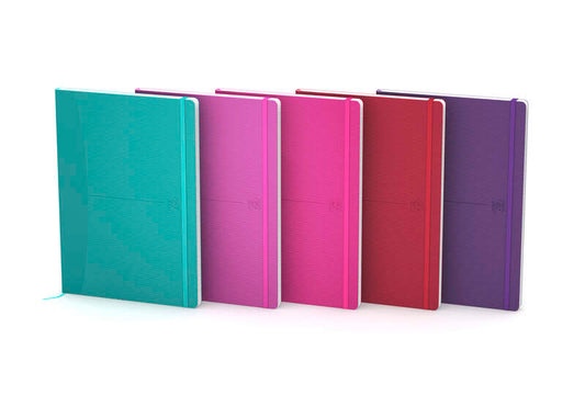 Oxford Signature A5 Cuaderno Cosido - Tapa de Goma Flexible - 80 Hojas Lisas - Colores Surtidos - Cantidad: 5