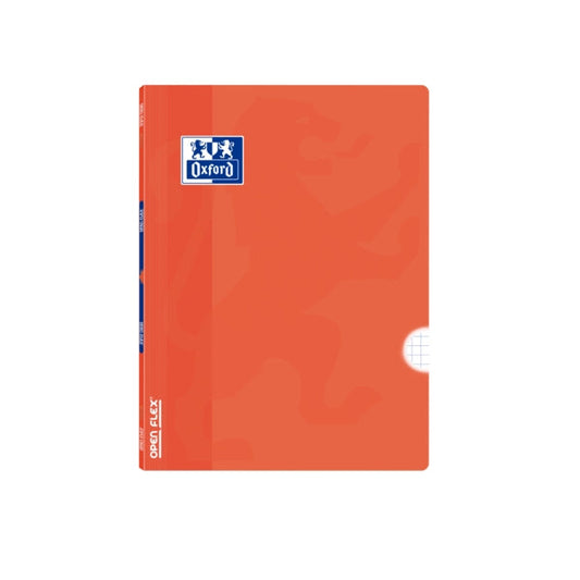 Oxford School Classic Openflex A5+ Libreta Grapada - Tapa de Plastico Resistente - 48 Hojas con Margen - Cuadricula 4x4 - Color Naranja