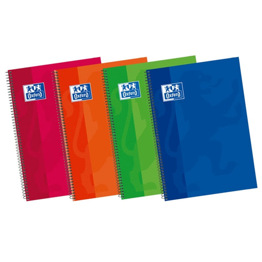 Oxford School Classic Write&Erase 4º Cuaderno Espiral - Tapa Extradura Resistente - 1 Linea con Margen - 80 Hojas - Colores Surtidos - Cantidad: 5
