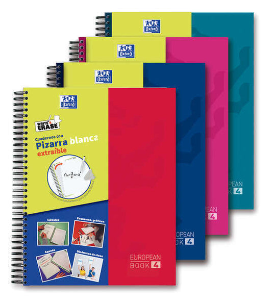 Oxford School Classic Write&Erase Europeanbook 4 - Tapa Extradura - Pizarra Blanca Extraible - 120 Hojas - Cantidad: 5