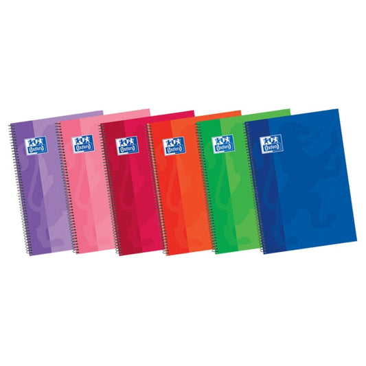 Oxford School Classic Write&Erase Fº Cuaderno Espiral - Tapa Extradura Resistente - 1 Linea con Margen - 80 Hojas - Colores Surtidos