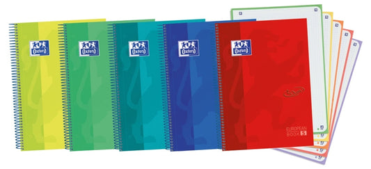 Oxford School Touch A4+ Europeanbook - Tapa Extradura Resistente - 120 Hojas de Colores Vivos - Cuadricula 5x5 - Cantidad: 5